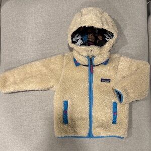 Patagonia Reversible Beige Fleece & Multicolor Puffer Jacket - 3T Unisex